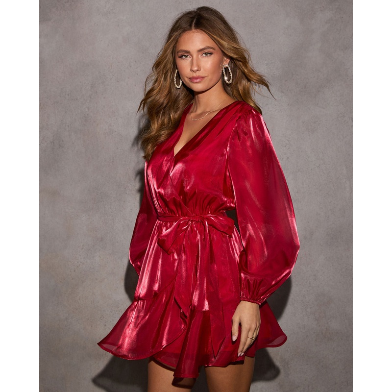 Be The Love High Sheen Ruffle Mini Dress