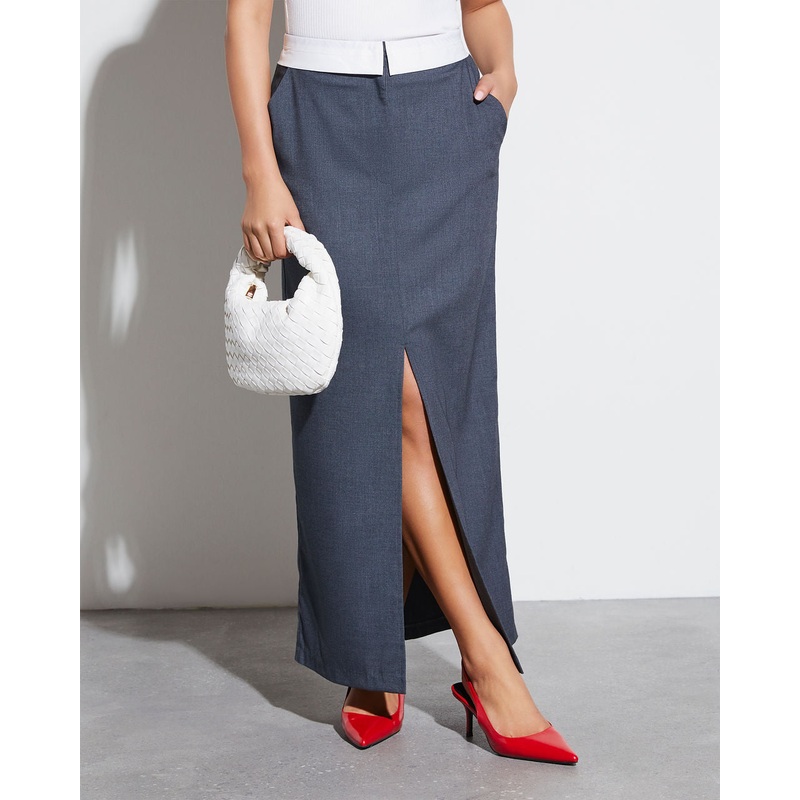 Boss Babe Pocketed Midi Skirt|Charcoal|XS|S|M|L|XL
