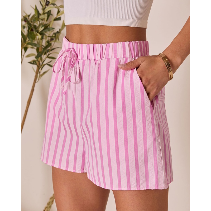 Florine Striped Drawstring Shorts