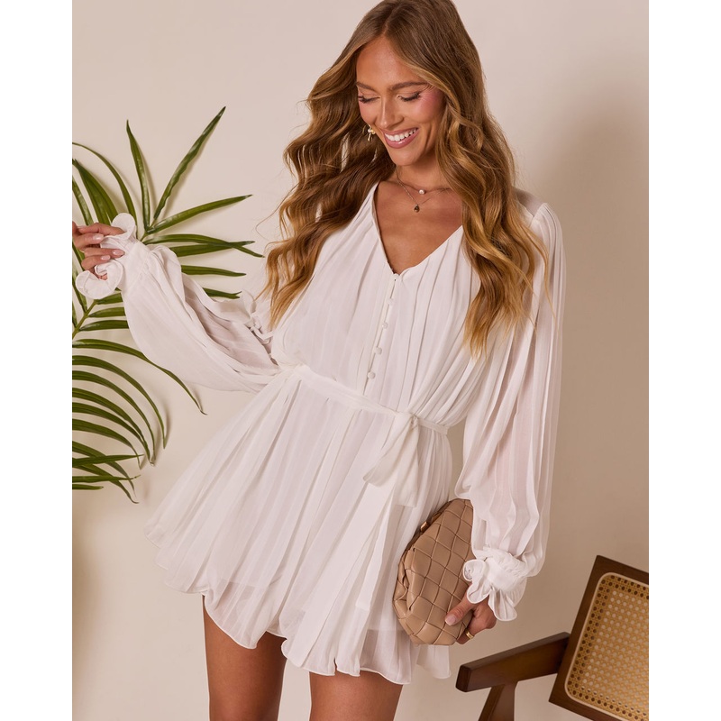 Found Love Pleated Romper|White|Wine|XS|S|M|L|XL