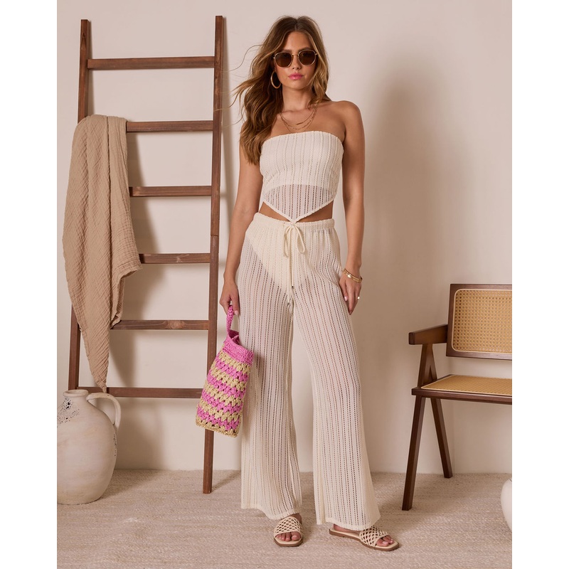 Gelato Please Open Knit Strapless Top