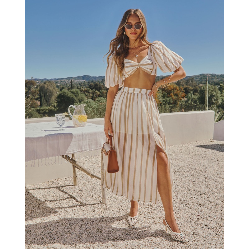 Ginnavive Stripe Midi Skirt|Brown Stripe|XS|S|M|L|XL