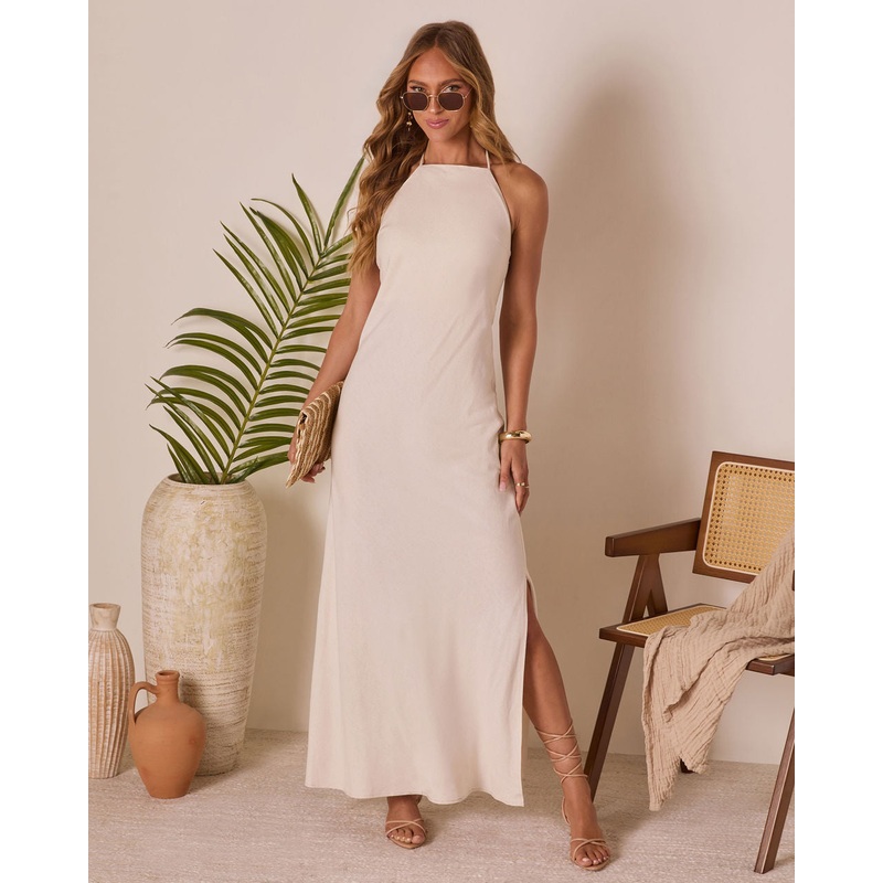 Island Solace Halter Neck Maxi Dress