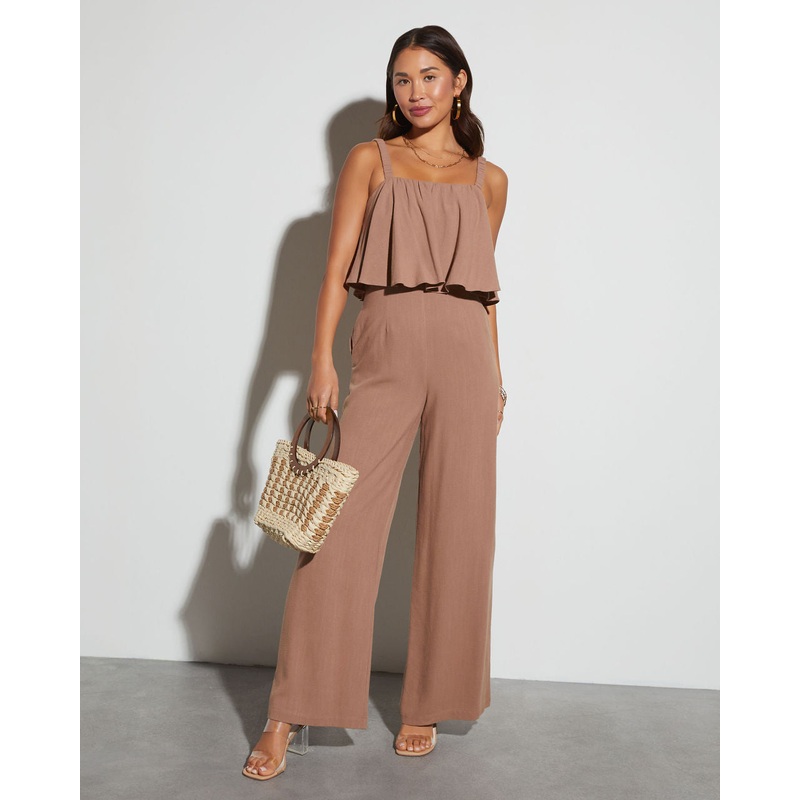 Itzel Fitted Waist Jumpsuit|Brown|XS|S|M|L|XL