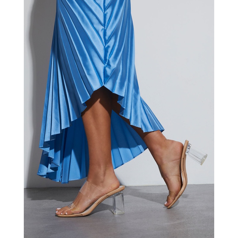 Jodi Clear Block Heel Mules|Clear|6|6.5|7|7.5|8|8.5|9|10
