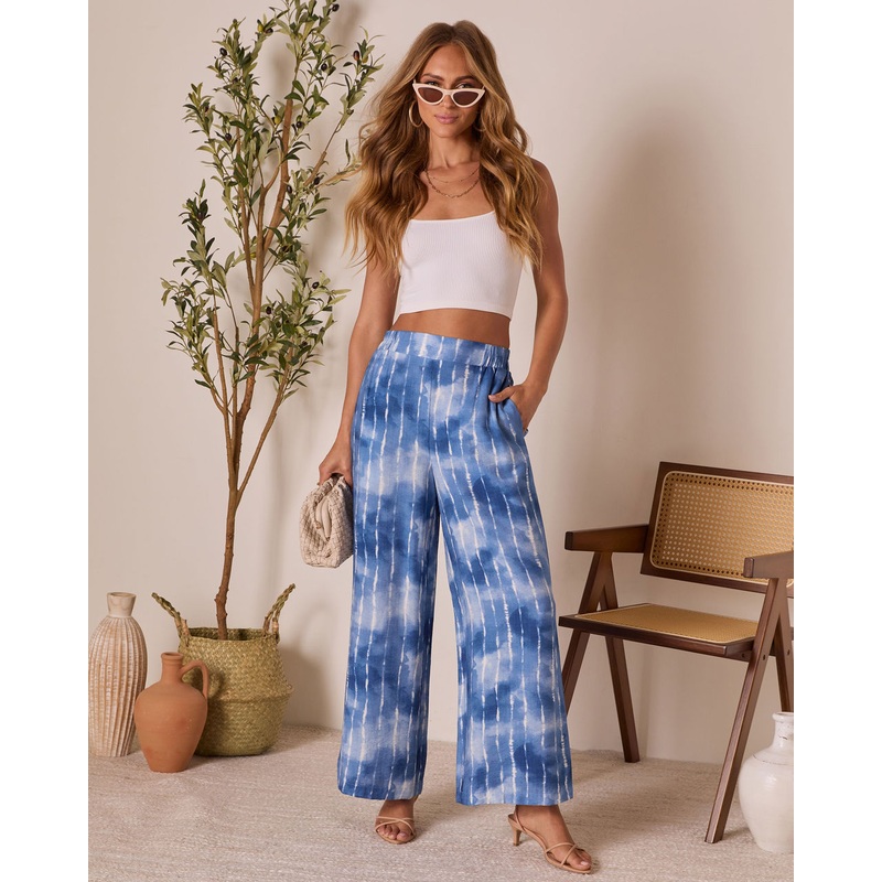 Loulen Striped Tie Dye Pants|Blue/White|S|M|L