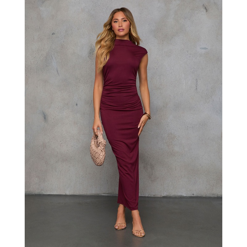 Philippa Mock Neck Midi Dress|Elderberry|Navy|XS|S|M|L|XL
