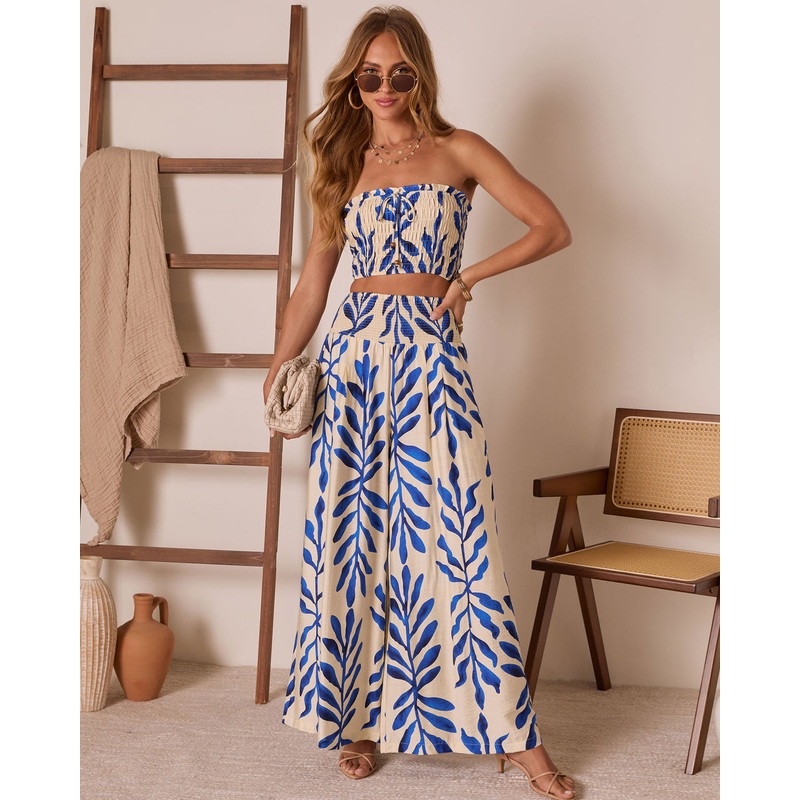 Reynah Tropical Smocked Top|Blue|S|M|L