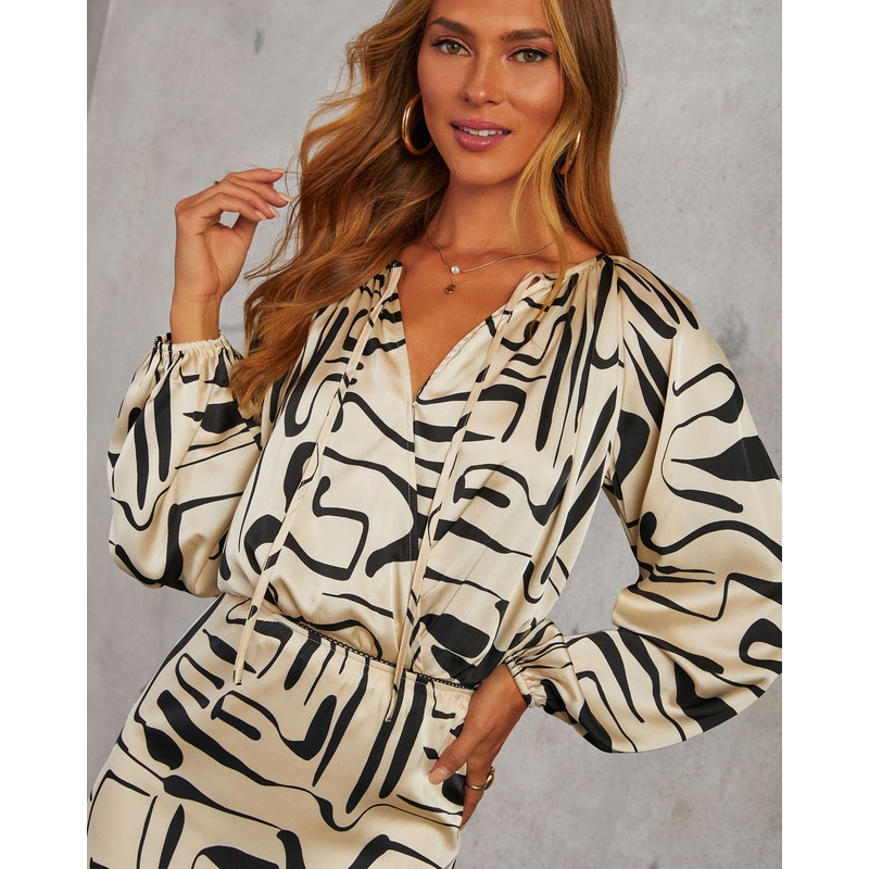 Romantic Match Abstract Printed Blouse