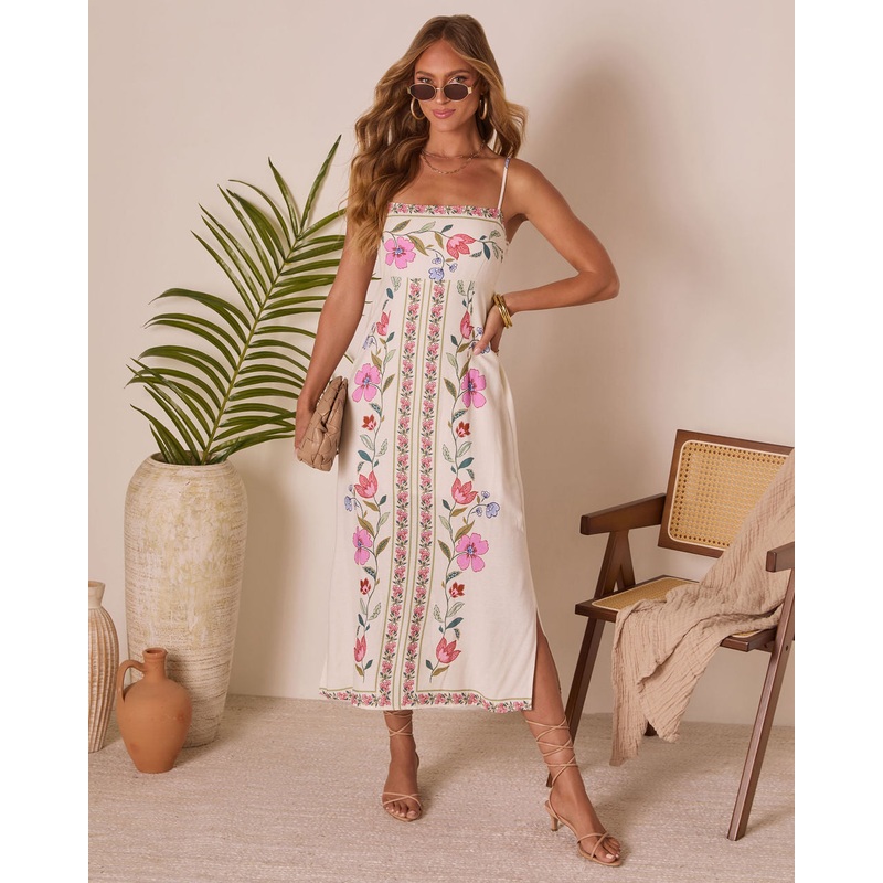 Tidal Bloom Floral Maxi Dress|Off-White/Pink Multi|S|M|L