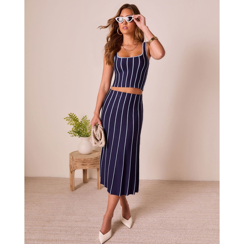 Ashlin Contrast Striped Maxi Skirt