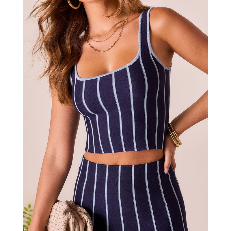 Ashlin Contrast Striped Tank|Navy|Red/White|XS|S|M|L|XL
