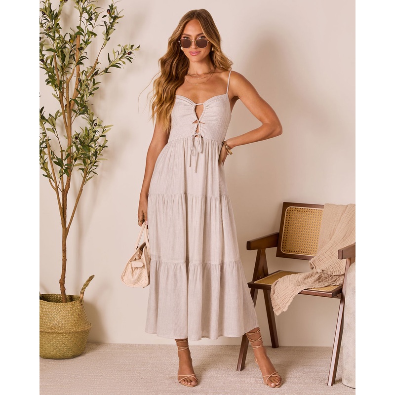 Barefoot Breeze Tiered Keyhole Maxi Dress