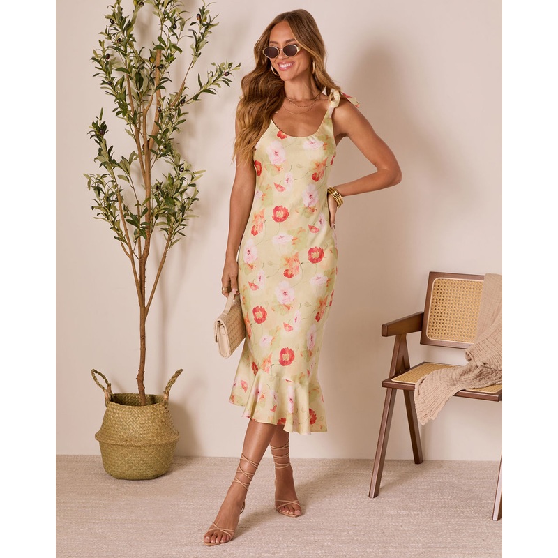 Calina Floral Satin Slip Dress