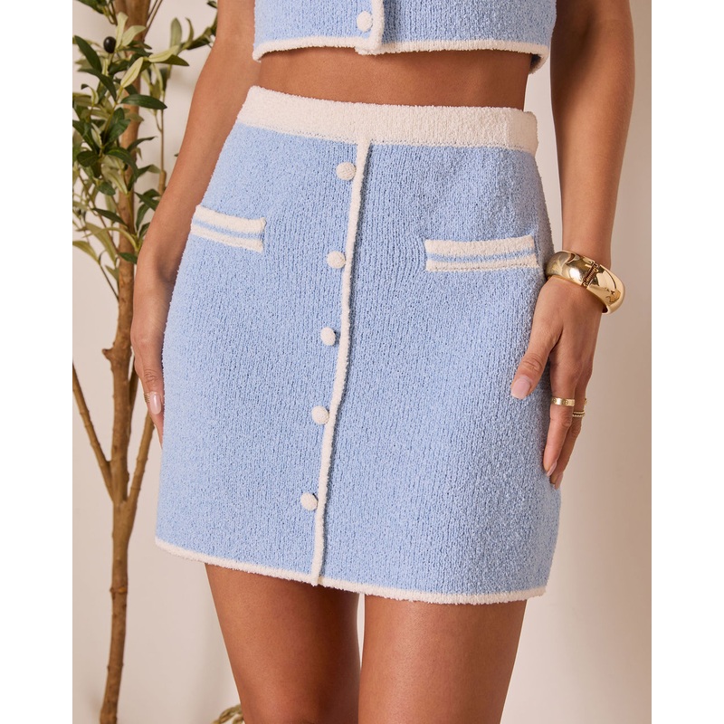 Carlenna Contrast Sweater Mini Skirt