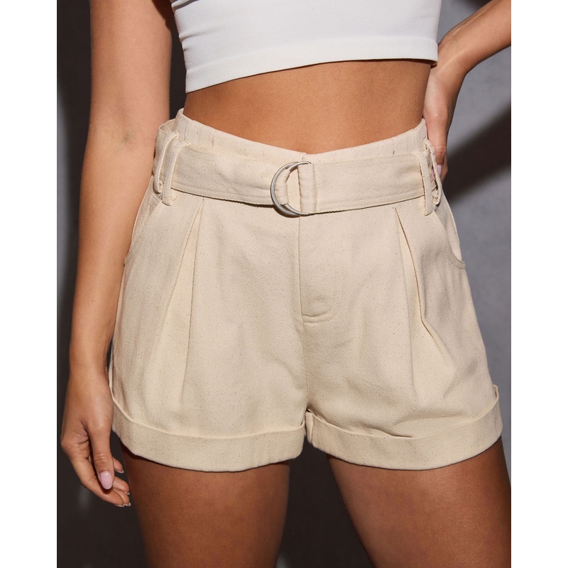 Carlyn Belted Pleated Twill Shorts