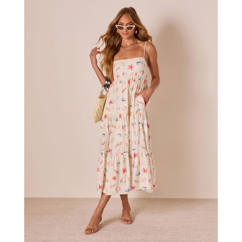 Harbor Days Nautical Print Maxi Dress