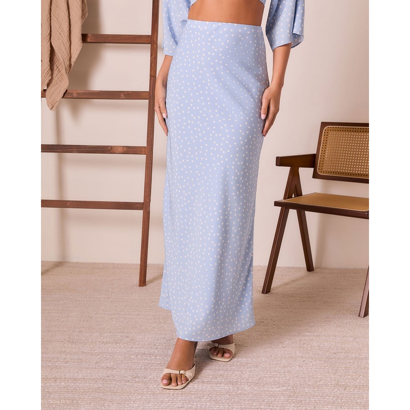 Jordina Polka Dot Maxi Skirt|Light Blue|XS|S|M|L|XL