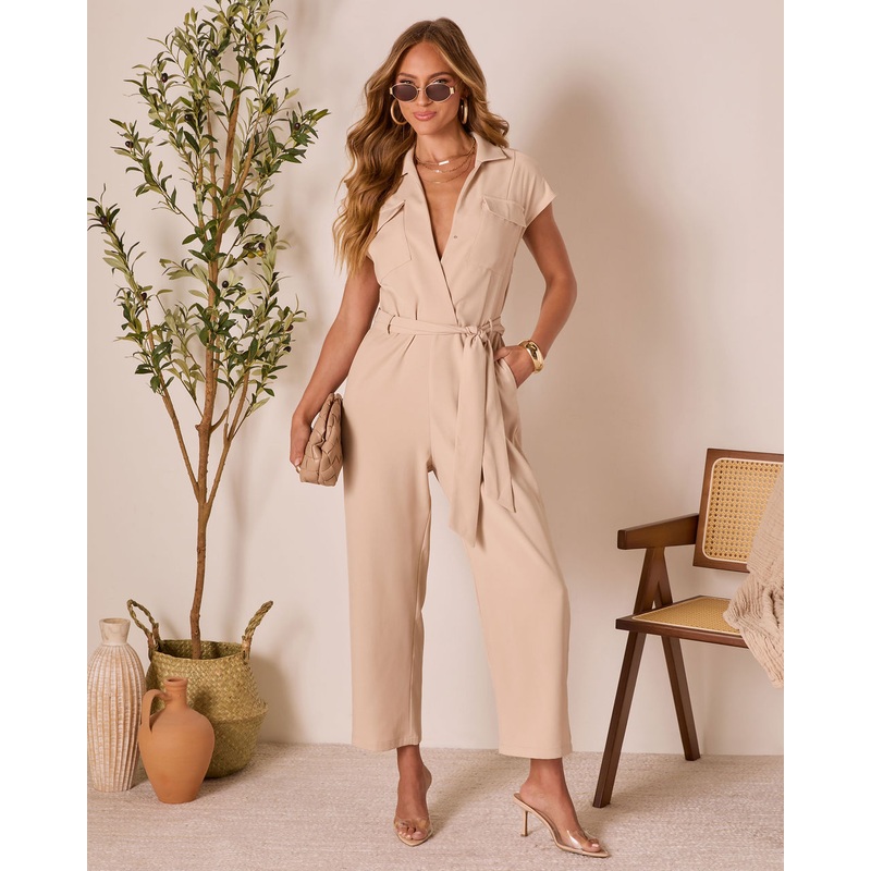 Kareena Waist Tie Jumpsuit|Taupe|XS|S|M|L|XL