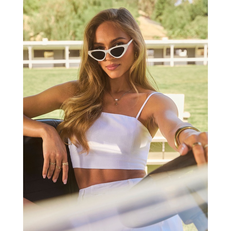 Nickola Cat Eye Sunglasses|White|O/S