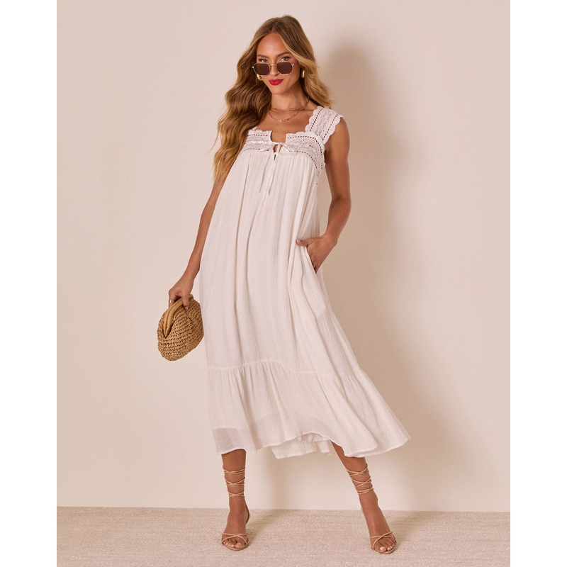 Rustwood Slip Maxi Dress|White|XS|S|M|L|XL