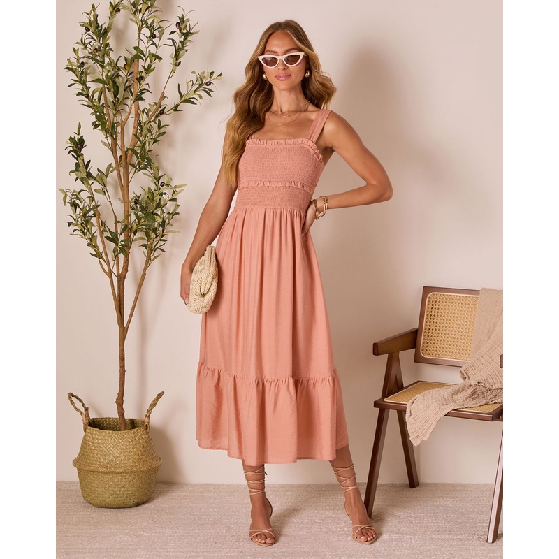 Sunday Ease Tiered Midi Dress|Chocolate|S|M|L