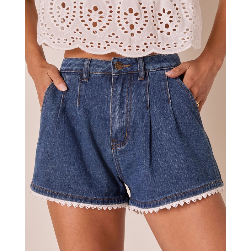 Sweetgrass Scallop Trim Denim Shorts
