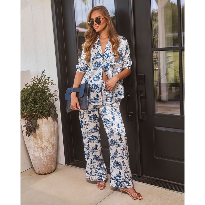 Veranda Satin Toile Print Blouse