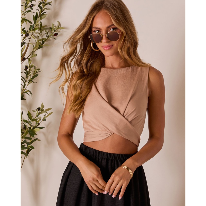 Christien Surplice Hem Crop Top