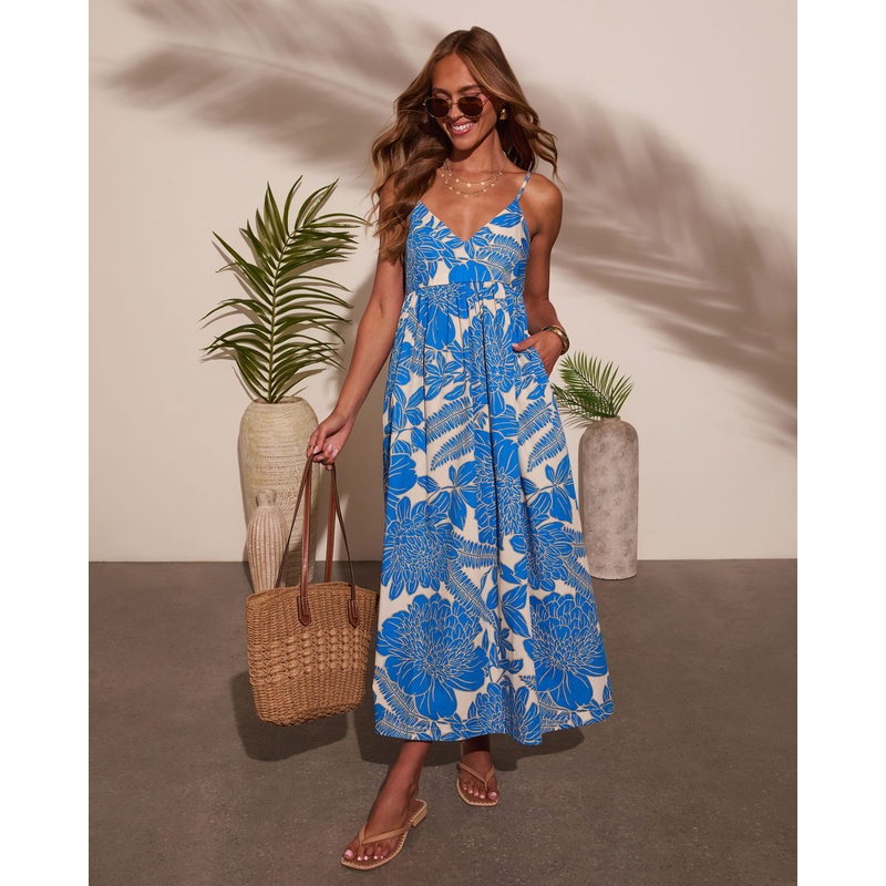 Cool Water Abstract Maxi Dress