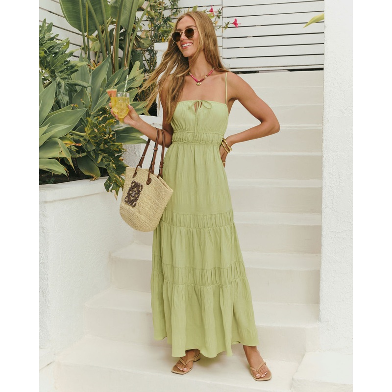 Dewdrop Tiered Maxi Dress|Light Green|XS|S|M|L|XL