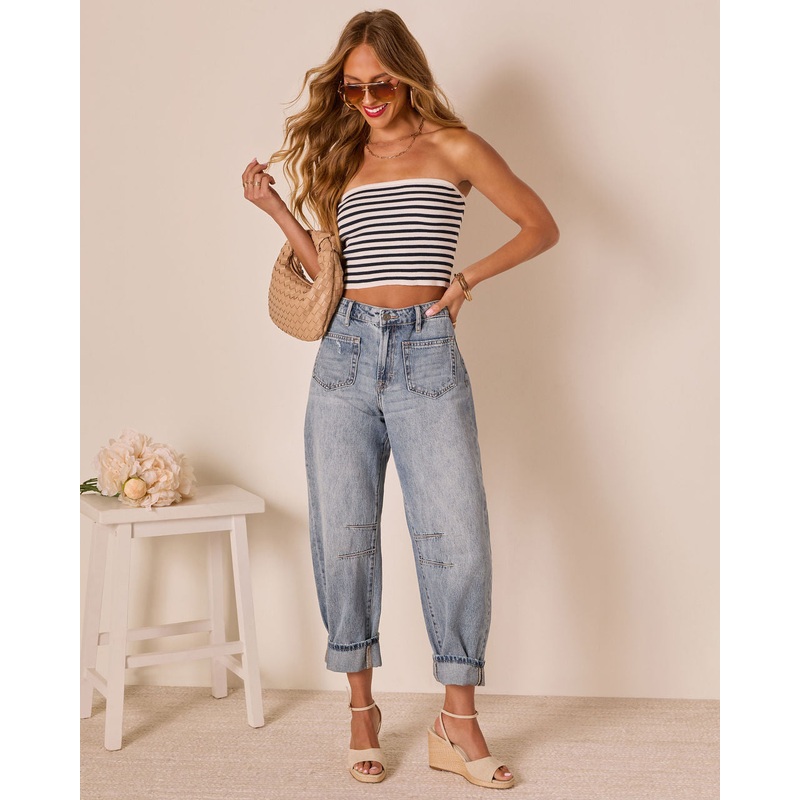 Homegrown Rigid Cuffed High Waisted Barrel Jeans