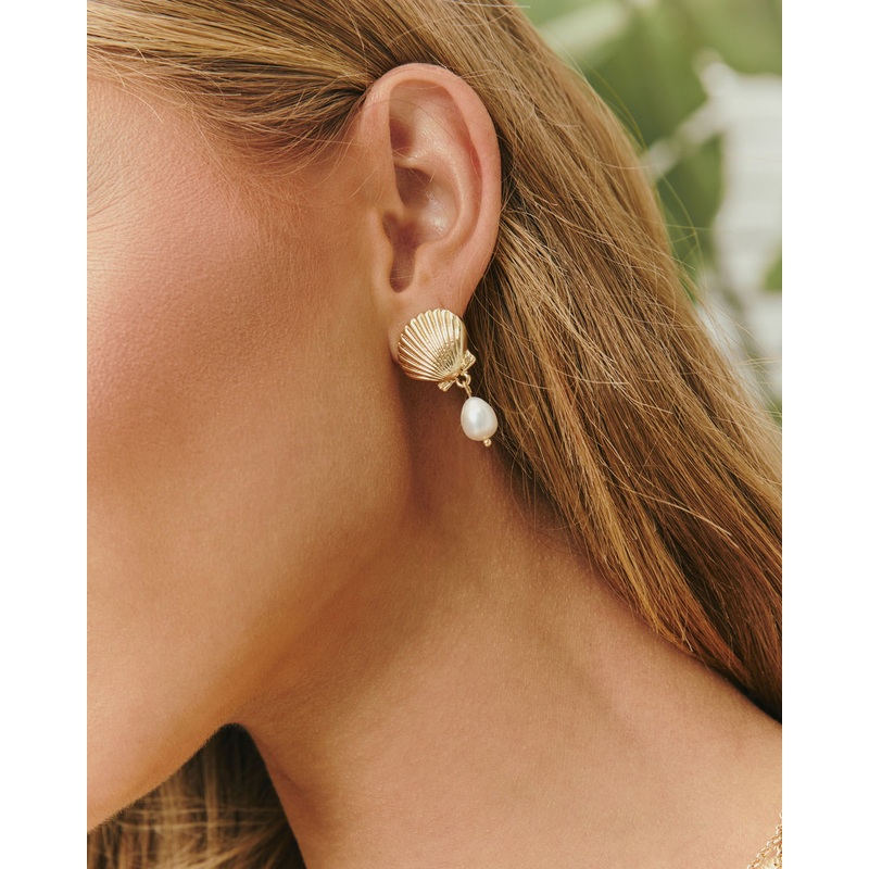 Honeylight Shell And Pearl Drop Earrings