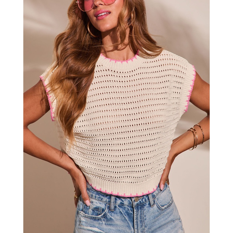 Izabelle Contrast Knit Sweater