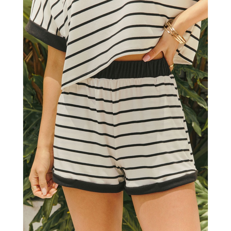 Lilie Striped Sweat Shorts|Black/White|XS|S|M|L|XL