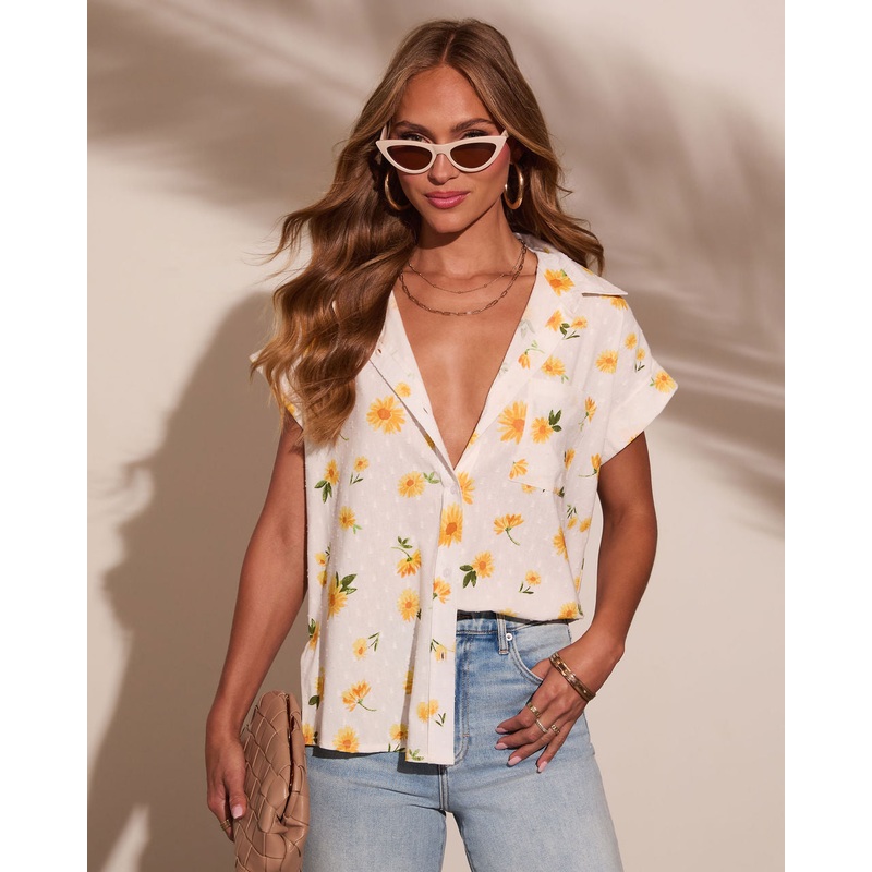 Noema Floral Button Down Top|White/Yellow|S|M|L