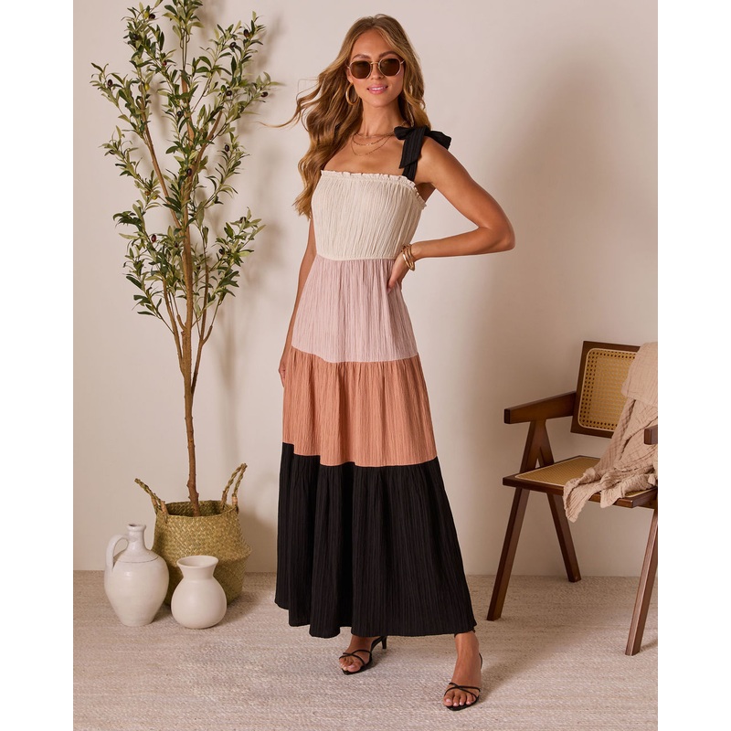 Paloma Skies Tiered Colorblock Maxi Dress