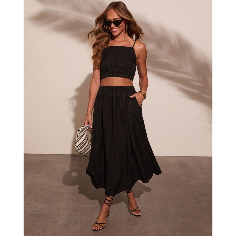 Selangie Pleated Crinkle Maxi Skirt