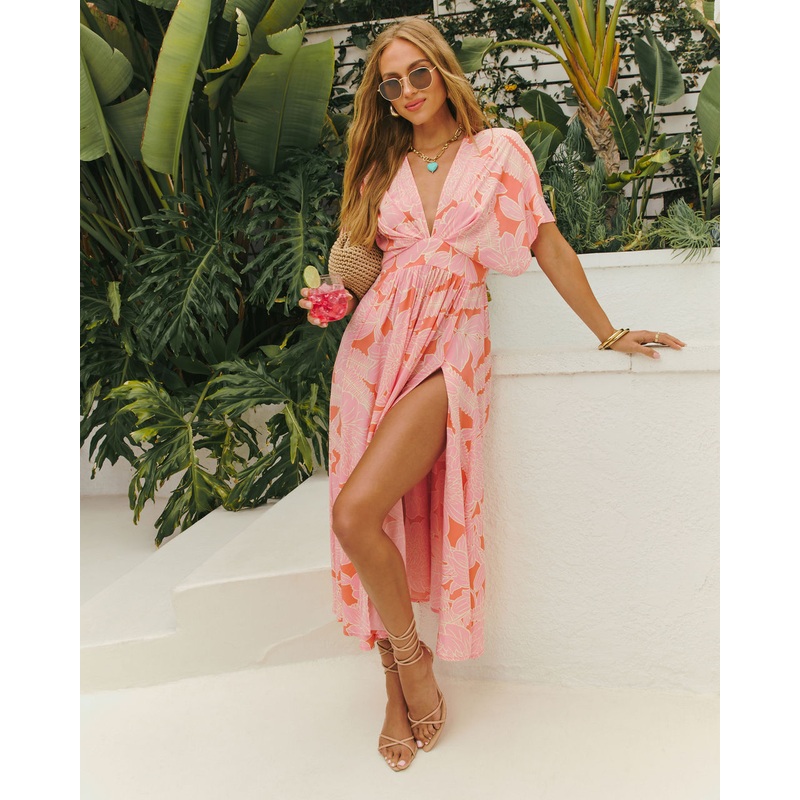 Sunshower Tropical Caftan Maxi Dress