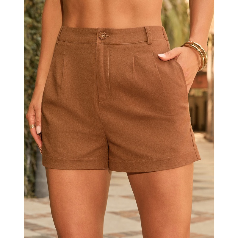Ansela Pleated Trouser Shorts|Brown|Black|S|M|L