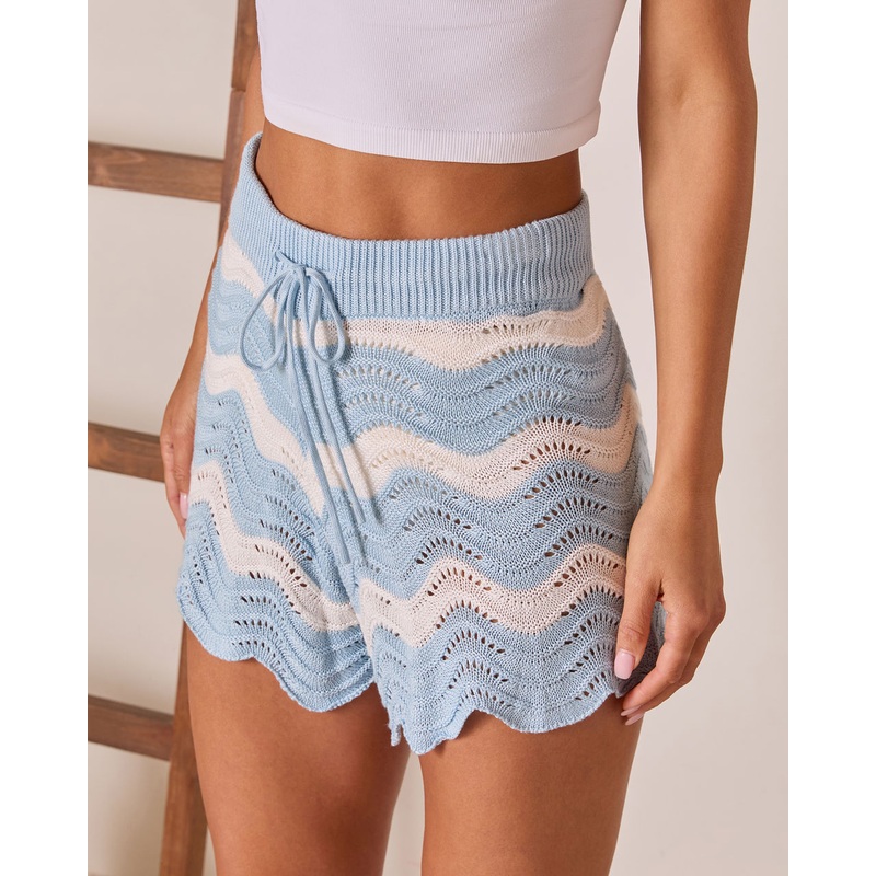 Barefoot Bloom Striped Open Knit Shorts