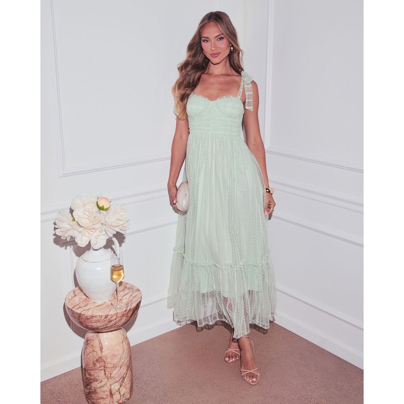 Faralyn Tulle Maxi Dress|Sage|XS|S|M|L|XL