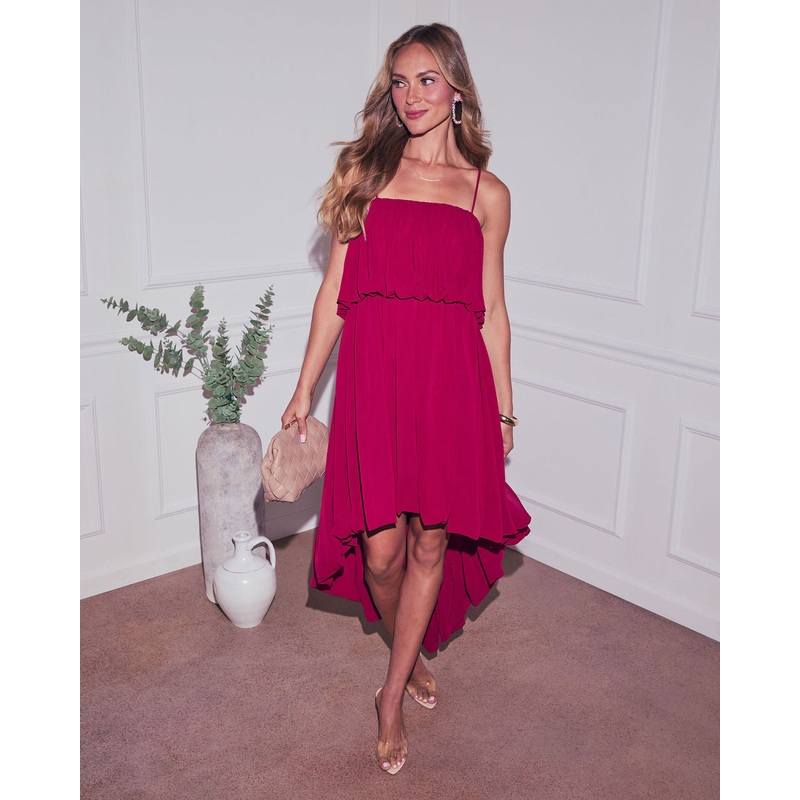 Geradine Tiered High Low Mini Dress