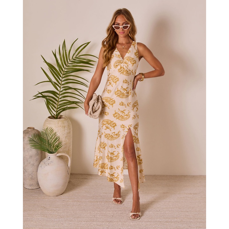 Gevenia Empire Maxi Dress|Gold Multi|XS|S|M|L|XL