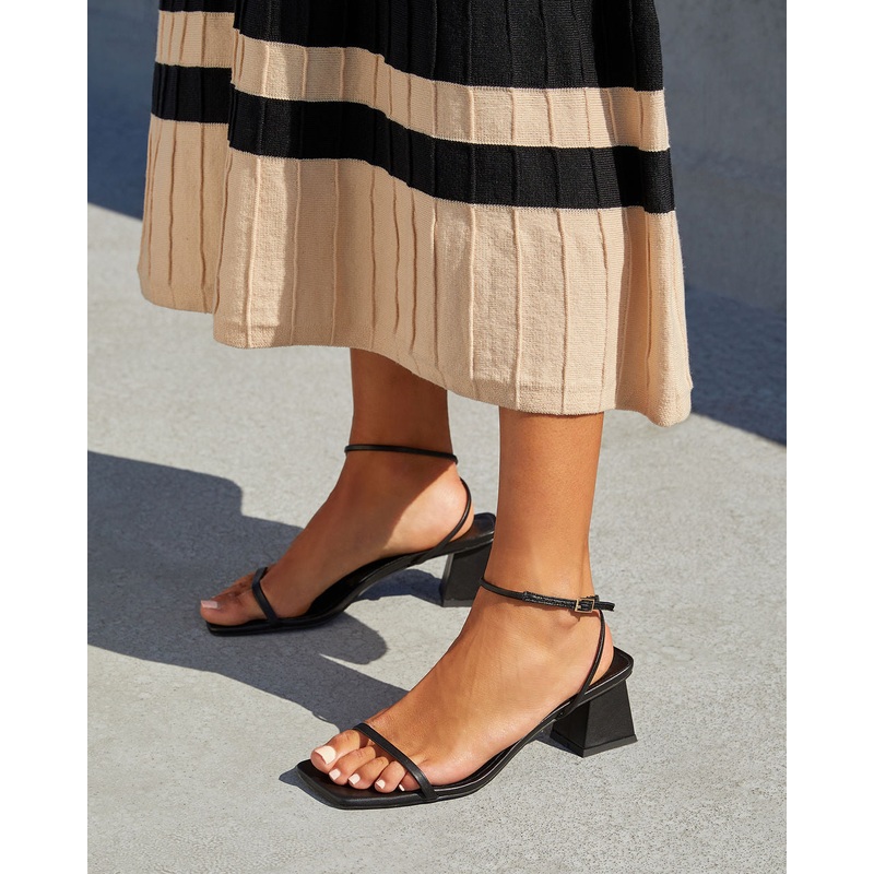 Good Mix Strap Block Heel|Black|Nude|5|6|7|8|9|10