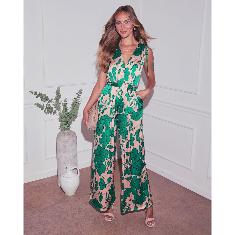 Marysol Wide Leg Jumpsuit|Green Multi|XS|S|M|L|XL
