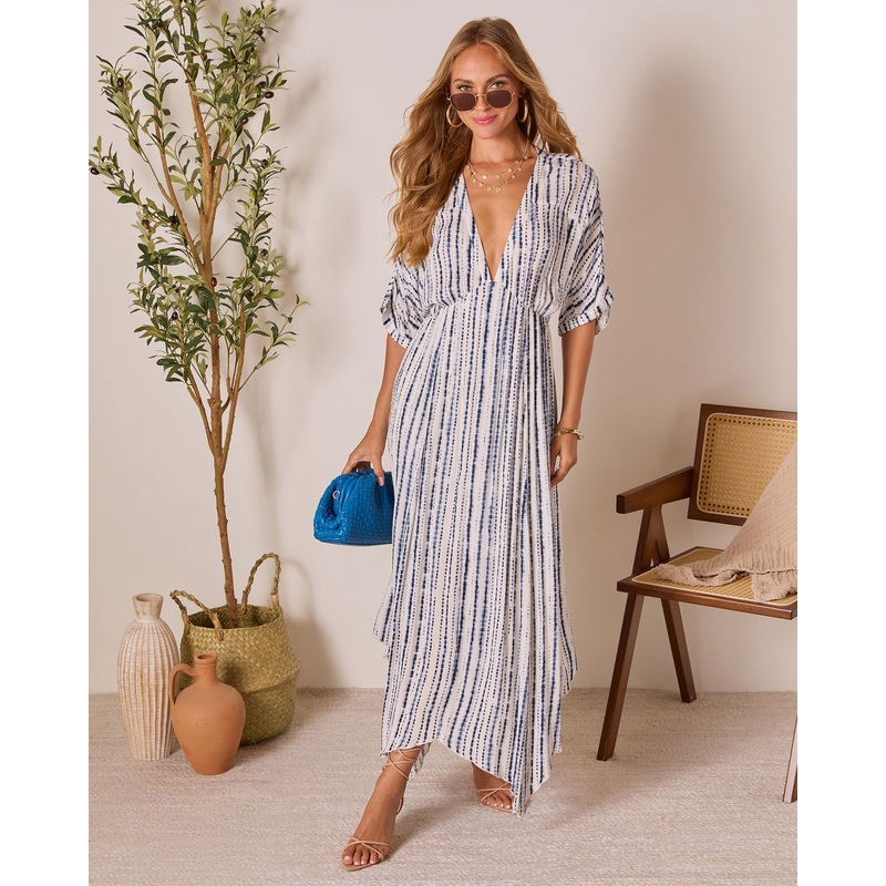 Salt Sky Plunging Neckline Maxi Dress