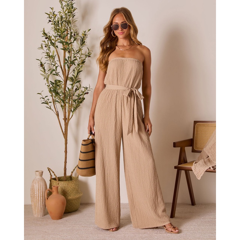 Shaylin Strapless Waist Tie Jumpsuit
