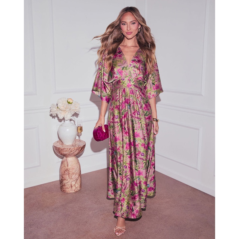 Significant Other Satin Floral Maxi Dress