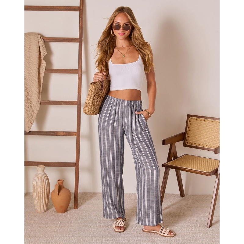 Sunspill Striped Linen Pants|Navy/White|XS|S|M|L|XL